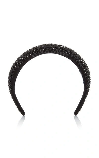Shop Prada Women's Crystal-embellished Silk-satin Headband In Silver,black