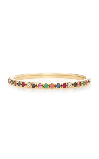 Shop Ef Collection Rainbow 14k Yellow-gold Diamond Eternity Band Ring