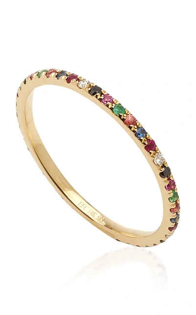 Shop Ef Collection Rainbow 14k Yellow-gold Diamond Eternity Band Ring