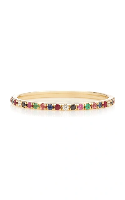 Shop Ef Collection Rainbow 14k Yellow-gold Diamond Eternity Band Ring