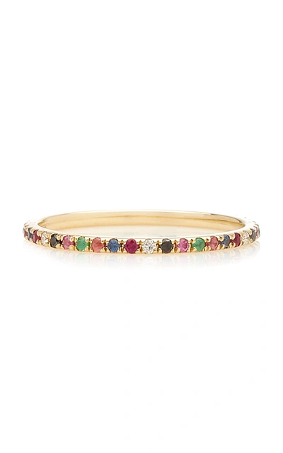 Shop Ef Collection Rainbow 14k Yellow-gold Diamond Eternity Band Ring