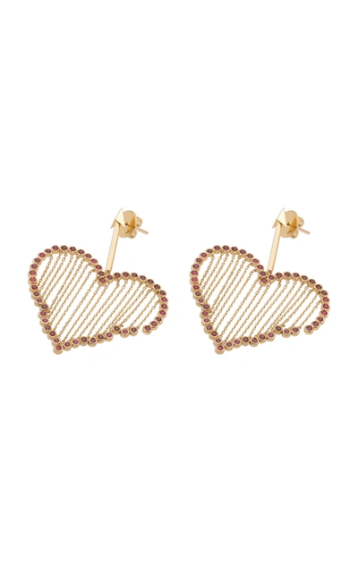 Shop Aisha Baker Women's Cupid 18k Gold And Ruby Earrings In Red
