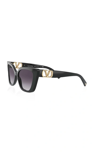 Shop Valentino Women's  Garavani Cat-eye Acetate Sunglasses In Black