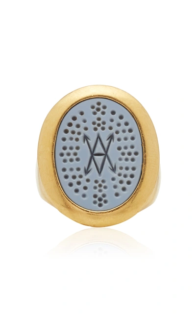 Shop Ashley Mccormick Women's 18k Gold And Agate Ring In Blue