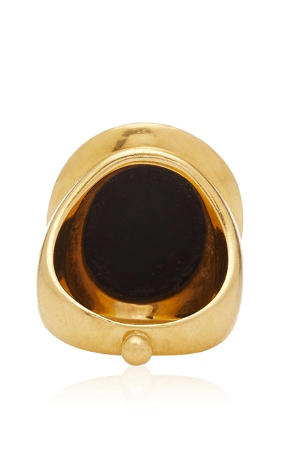 Shop Ashley Mccormick Women's 18k Gold And Agate Ring In Blue