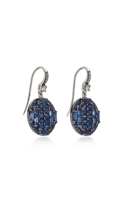 Shop Nam Cho Women's 18k White Gold Sapphire And Diamond Earrings In Blue