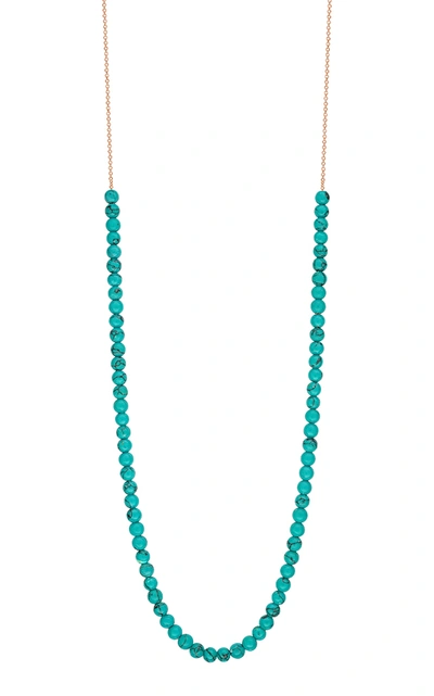 Shop Ginette Ny Women's Mini Maria 18k Rose Gold Turquoise Necklace In Blue