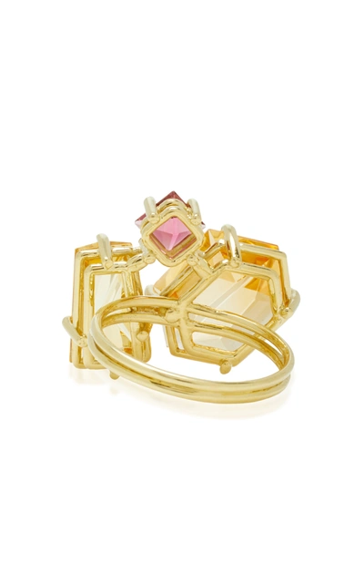 Shop Misui Women's One-of-a-kind 18k Gold; Citrine And Beryl Ring In Orange