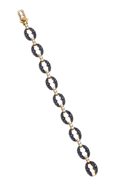 Shop Sylva & Cie Sapphire Sterling Silver 18k Yellow Gold Bracelet In Multi