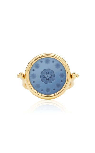 Shop Ashley Mccormick Women's 18k Gold And Agate Ring In Blue