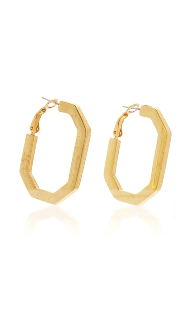 Shop Oscar De La Renta Gold-tone And Pavé Crystal Earrings In Red