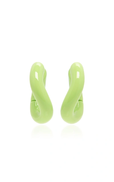 Shop Balenciaga Loop Copper Earrings In Green