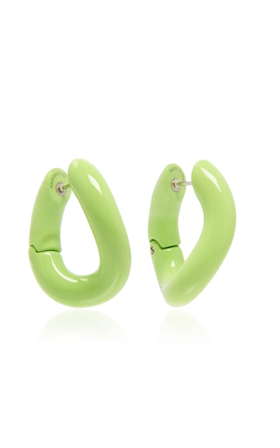 Shop Balenciaga Loop Copper Earrings In Green