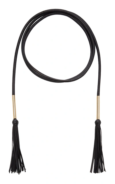 Shop Carolina Herrera Tubular Leather Belt In Black