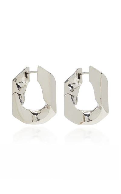 Shop Numbering Women's Unit 16k Platinum-plated Hoop Earrings In Silver