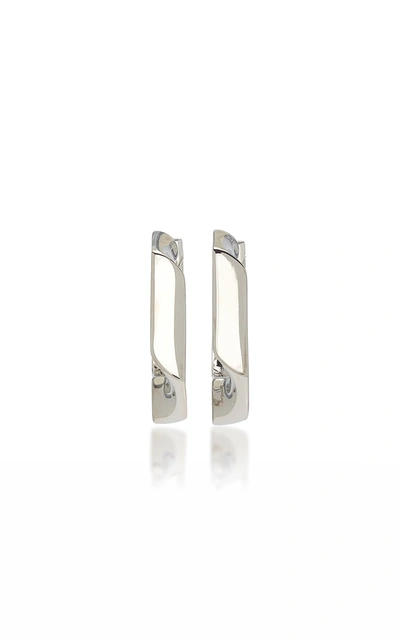 Shop Numbering Women's Unit 16k Platinum-plated Hoop Earrings In Silver