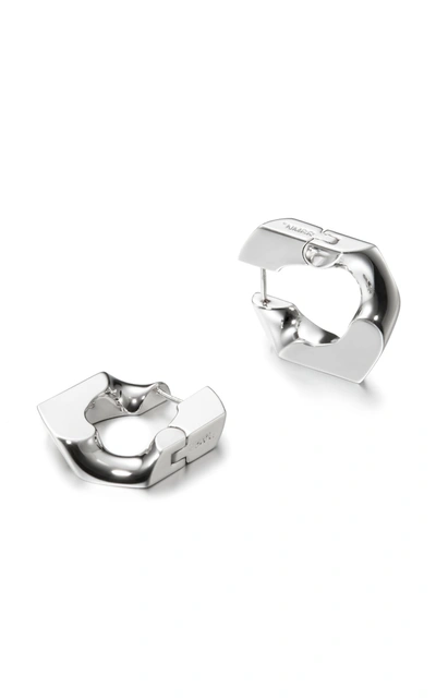 Shop Numbering Women's Unit 16k Platinum-plated Hoop Earrings In Silver