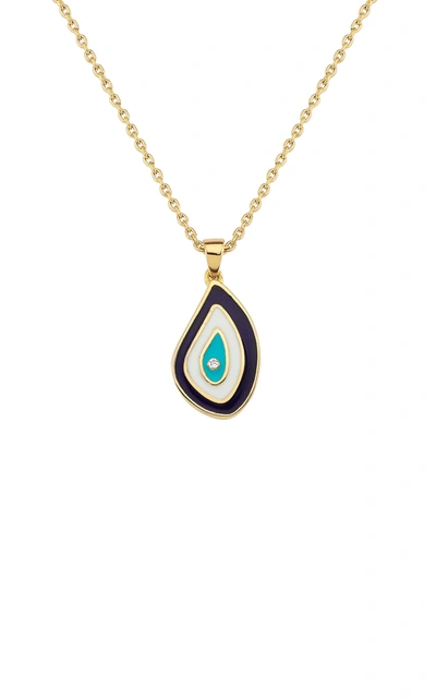 Shop Gilan Women's Evil Eye 18k Yellow Gold Enamel And Diamond Necklace In Multi