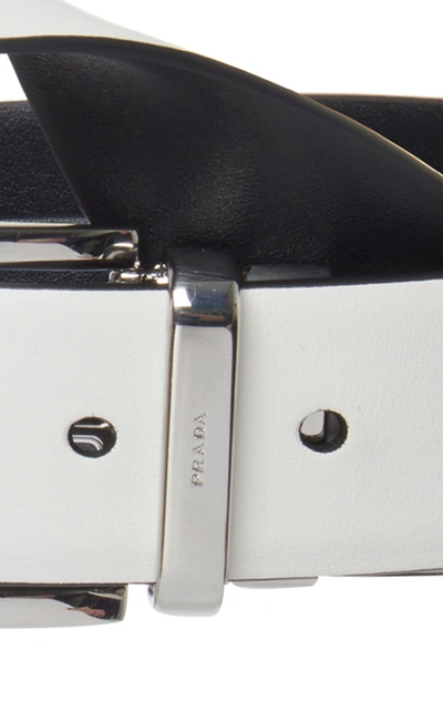 Shop Prada Leather Belt In White