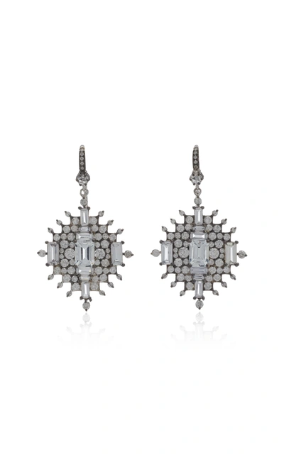 Shop Nam Cho Women's 18k White Gold Sapphire; Diamond And Aquamarine Earrings
