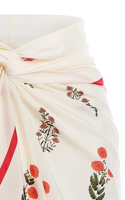 Shop Agua By Agua Bendita Women's Lavanda Dahlia-printed Cotton-silk Pareo In White,navy