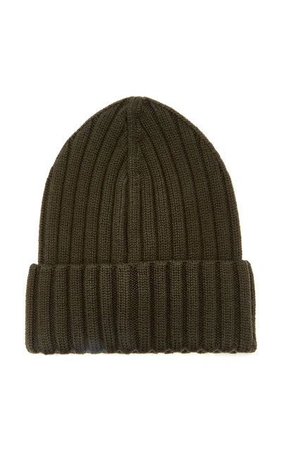 Shop Moncler Women's Ribbed-knit Wool Beanie In Green