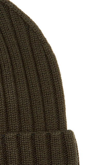 Shop Moncler Women's Ribbed-knit Wool Beanie In Green