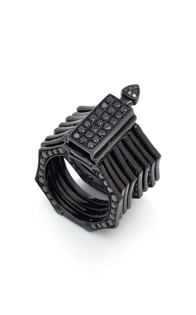 Shop Lynn Ban Jewelry Women's Reverso Rhodium And Black Diamond Convertible Ring