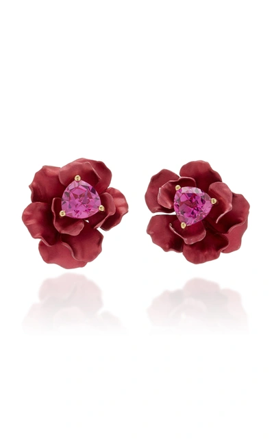 Shop Anabela Chan Ruby 18k Gold Vermeil Sapphire Earrings In Pink
