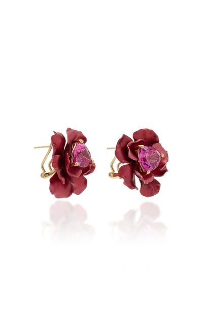 Shop Anabela Chan Ruby 18k Gold Vermeil Sapphire Earrings In Pink