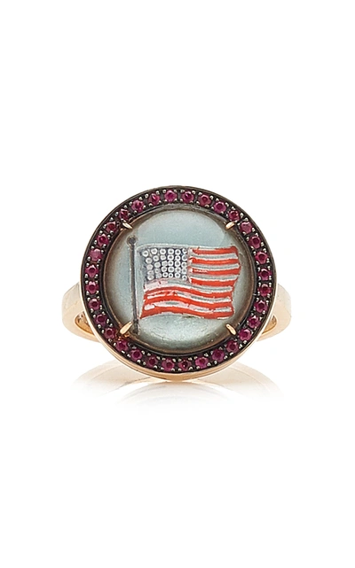 Shop Francesca Villa Women's Being 18k Rose Gold Ruby; Crystal Ring In Multi