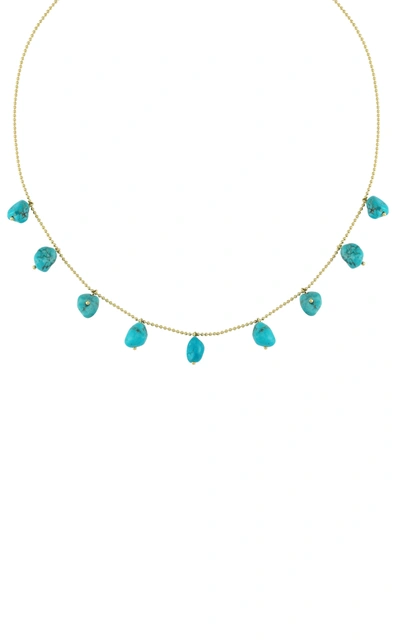 Charms Company Fallen Sky Turquoise 14k Yellow Gold Necklace In Blue