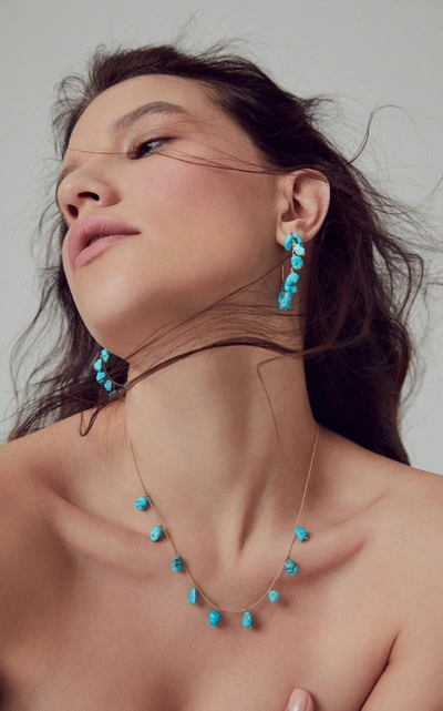 Charms Company Fallen Sky Turquoise 14k Yellow Gold Necklace In Blue