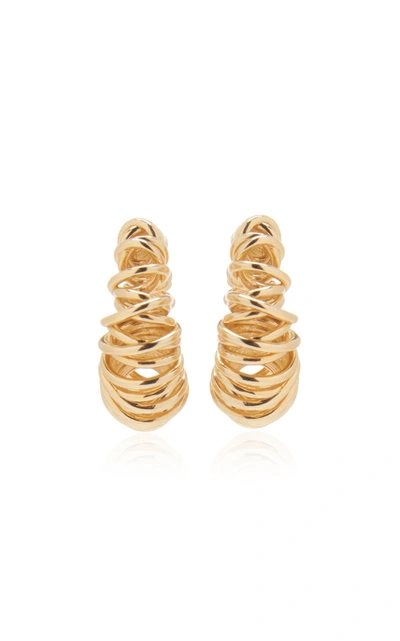 Shop Bottega Veneta Women's Gold-plated Spiral Hoop Earrings