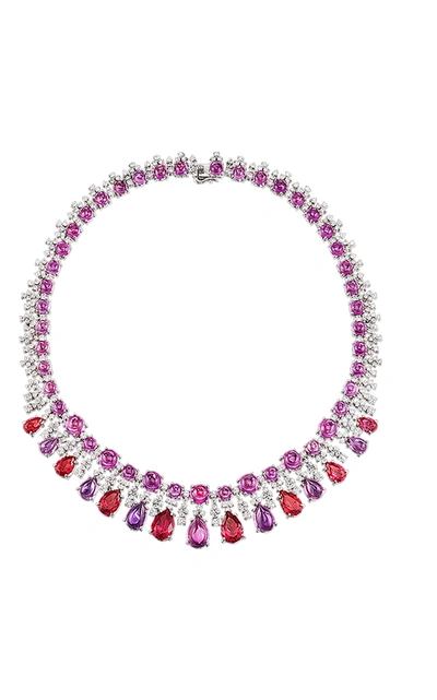 Shop Anabela Chan 18k White Gold Vermeil Pomegranate Necklace In Pink