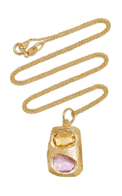 Shop Page Sargisson Tablet Sapphire 18k Gold Necklace In Multi