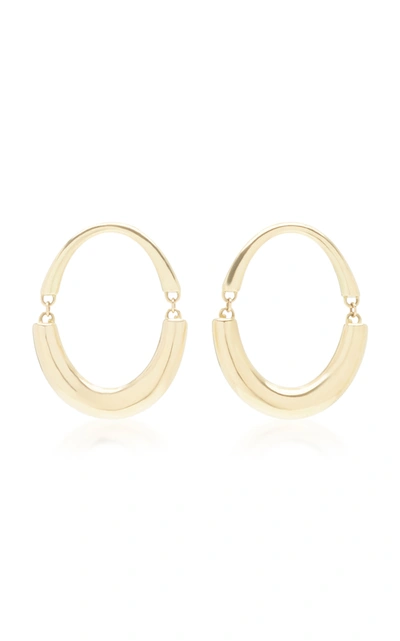 Shop Rush Jewelry Design 18k Yellow Gold Signature Swinging Oval Hoop Earrings