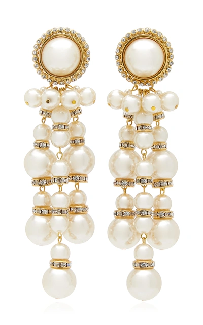 Shop Alessandra Rich Gold-tone Faux Pearl And Crystal Clip Earrings