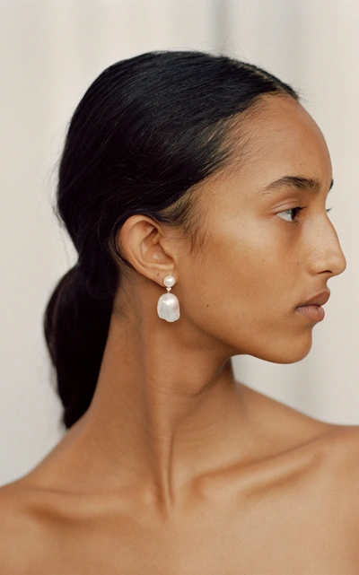 Shop Sophie Bille Brahe Venus Diamant 14k Gold; Pearl And Diamond Earrings In White