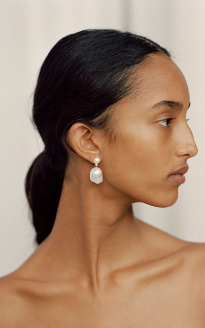 Sophie Bille Brahe Venus Diamant 14k Gold; Pearl And Diamond Earrings In White