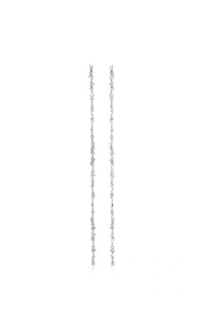 Suzanne Kalan 18k White Gold Chain Linear Earrings In White