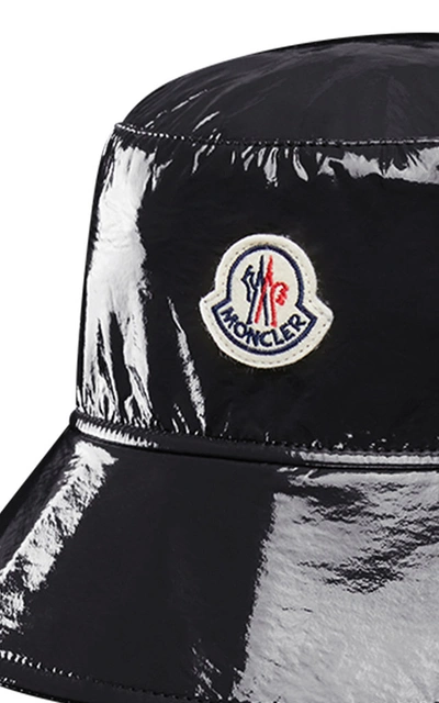 Shop Moncler Patent Leather Bucket Hat In Black