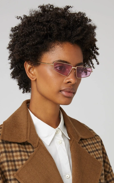 Shop Gucci Women's Fs Evolution Square-frame Metal Sunglasses In Pink,orange