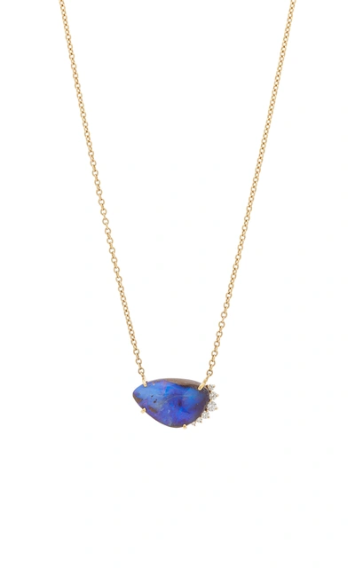 Shop Kathryn Elyse Women's 14k Yellow Gold Opal And Diamond Necklace In Blue