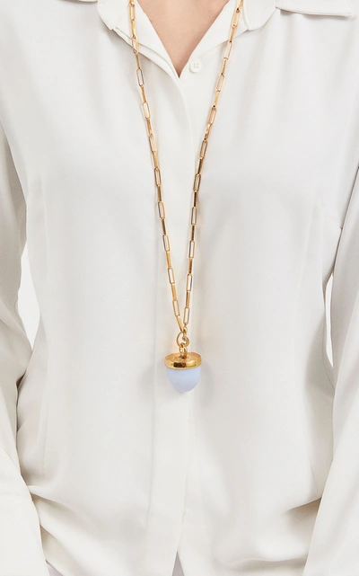 Shop Evren Kayar Women's Celestial Royal 18k Yellow Gold Chalcedony Necklace In Blue