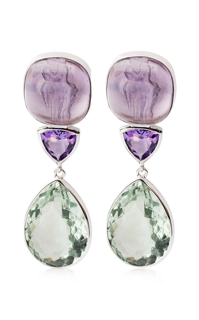 Shop Bahina Women's Amethyst; Venetian Glass Cameo 18k White Gold Earrings In Purple