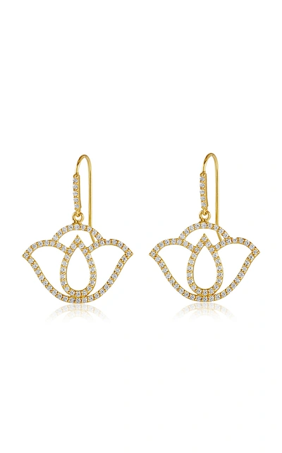 Shop Amrapali Thamarai Lotus 18k Yellow Gold And Diamond Drop Earrings