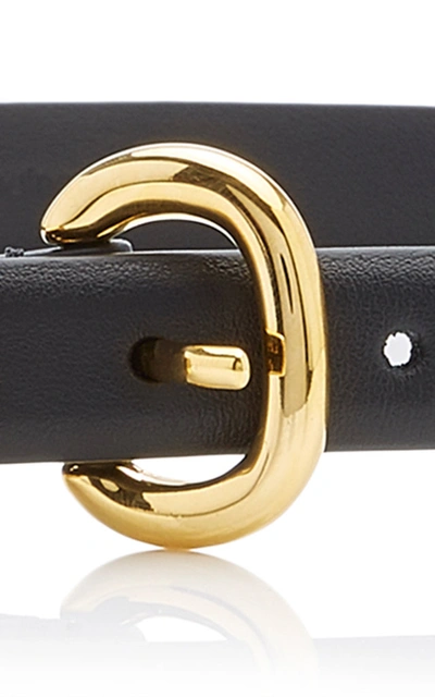 Shop Anderson's Skinny Satin-finish Leather Belt In Black