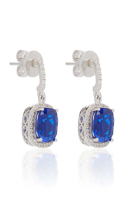 Shop Anabela Chan Women's Comet 18k White Gold Sapphire; Diamond Earrings In Blue