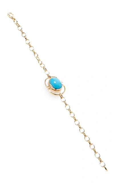 Shop Monica Rich Kosann 18k Yellow Gold Locket Bracelet In Turquoise